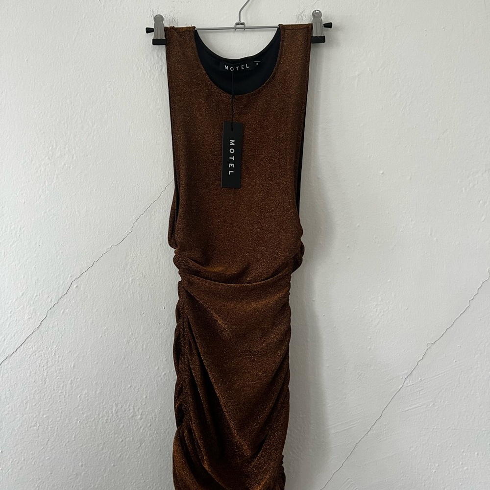Motel rocks glitter brown tie dress